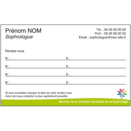 Cartes de prise de rendez-vous